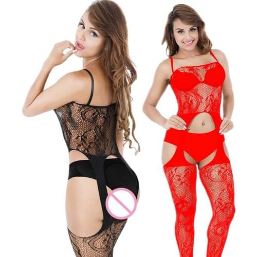 Women Sex Clothes See Through Open Crotch Bodystockings Sexy Fishnet Bodysuit Mesh Hollow Out Teddy Lingerie Erotic Costumes