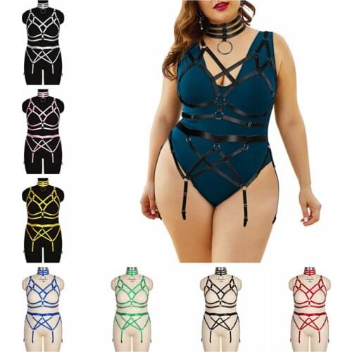 Collar Busty Women Plus Size Body Harness Set Bondage Restraints Straps Bdsm Stockings Garter Belt Erotic Exotic Lingerie Fetish