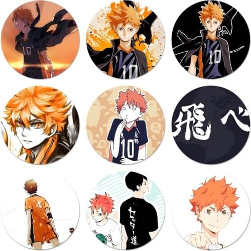 58mm Haikyuu Hinata Icons Pins Badge Decoration Brooches Metal Badges For Clothes Backpack Decoration