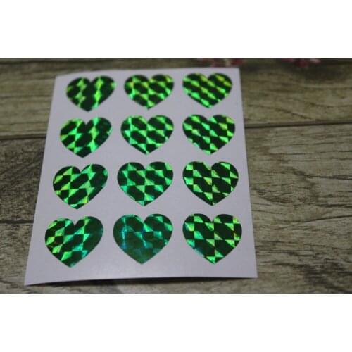 1.9cm Hologram Green Heart Stickers, holographic stickers , heart vinyl Decals