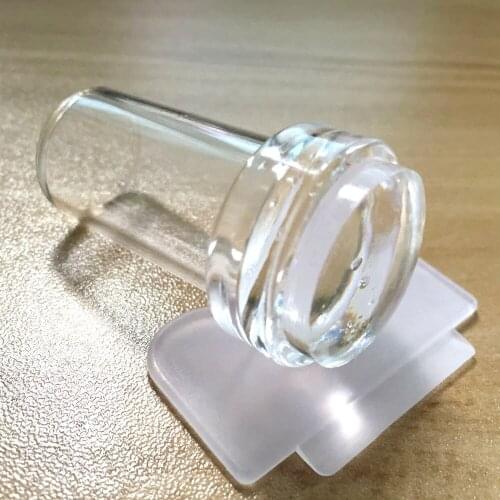 Nail Salon New 1set 2.3cm Pure Clear Jelly Nail Art Stamper Scraper Set Silicone Marshmallow Nail Stamp Template Tools