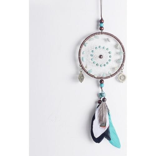 Gray Blue Dreamcatcher Window Hanging Car Decorations Chimes Handmade Dream Catcher Net with Feathers Indian Ornaments 1pc