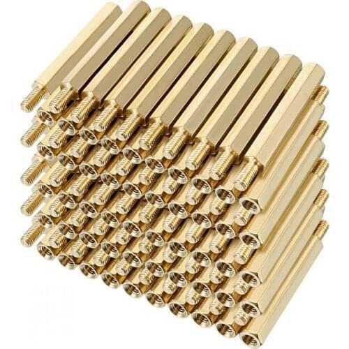 100PCS brass standoff M2*18+3mm Male Female Brass Standoff Spacer Hexagonal Stud PCB Computer PC Motherboard Spacer L=18MM