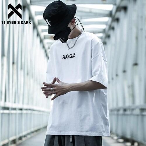 11 BYBBS DARK Hip Hop T-Shirt Mens Letter Reflective Print Cotton Loose Short Sleeve Shirrts 2021SS Summer Harajuku Tshirt Men