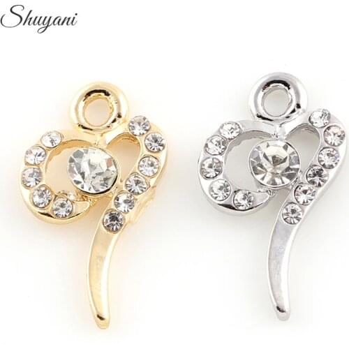 20*12mm Vintage Clear Crystal Love Heart Charms Pendants Fit Handmade Necklace Jewelry Findings