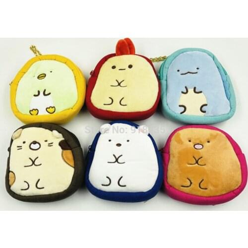 20/Lot Lovely 6 Styles Sumikko 10CM Wallet Girls Cosmetic bag Children Gifts Plush Toys