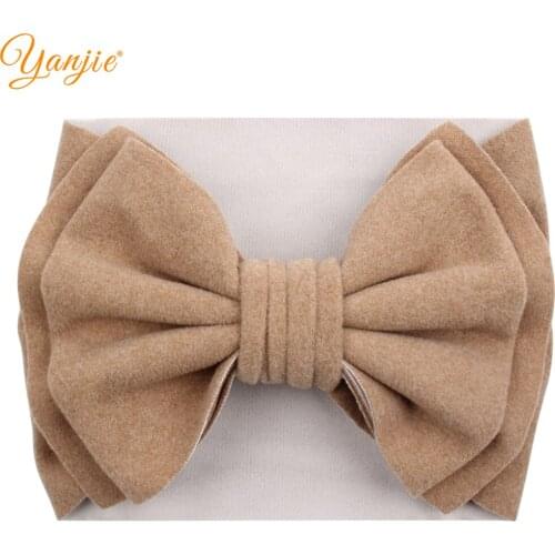 2021 New Arrival 7" Large Double Layer Fabric Hair Bow Girls Headband Fashion European DIY Hair Accessories Head Wrap Headwear