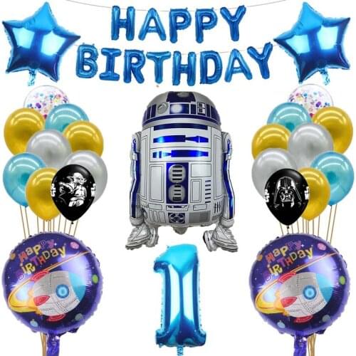 24pcs/set Marvel Star Wars Balloon Happy Birthday Decorations Letter Balloon R2D2 BB8 Robot Set Christmas cosplay Birthday Gifts