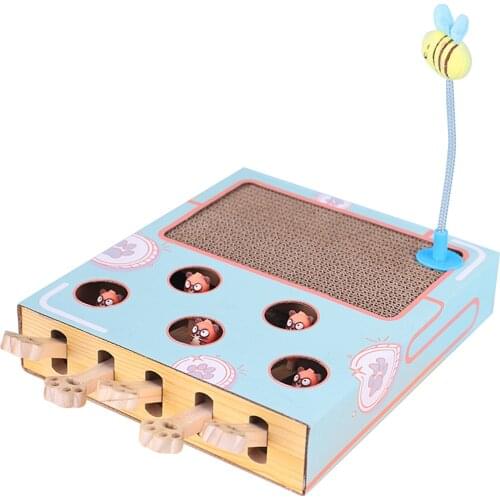 3 In 1 Corrugated Paper Cat Scratching Board WhacAMole Mouse Toy Multifunctional Kitty Interactive Teaser Toy Cat Fashionable