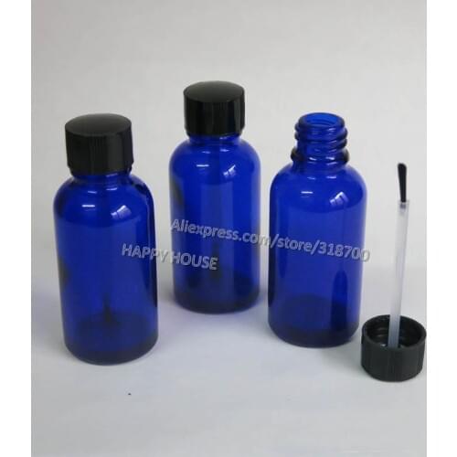 360 x 30ml Cobalt Blue Empty Glass Nail Polish Bottle Plastic Cap with Brush 1oz Cosmetic Container