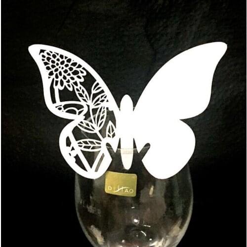 50pcs Butterfly Leaves Laser Cut Table Mark Wine Glass Name Place Cards Guest Seats Wedding Birthday Baby Shower Party Supplies