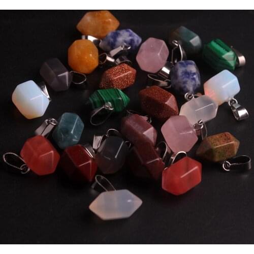 50pcs fashion mixed trendy Point charms pendulum natural stone quartz crystal pillar necklaces Pendants for Jewelry Making Free