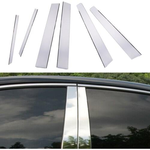 6PCS/SET Chrome Stainless Pillar Post Trim Door Strip fit for Honda Accord 2003 2004 2005 2006 2007