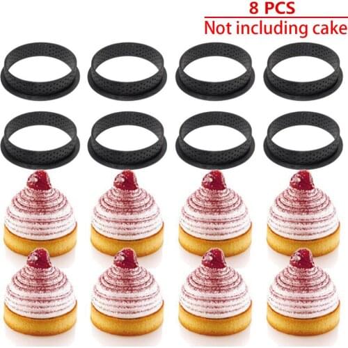 8Pcs Mousse Mold Circle Cutter Decorating Tool French Dessert DIY Cake Perforated Tart Ring Bakeware Round Heart Square Shape
