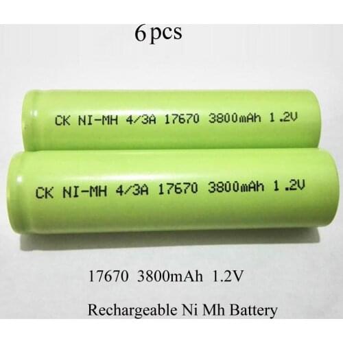 SORAVESS 6pcs/12PCS 1.2v 17670 4/3A Ni-Mh Rechargeable Battery 7/5A 3800mAh NiMh Batteries For Cleaner Sweeper Medical Equipment