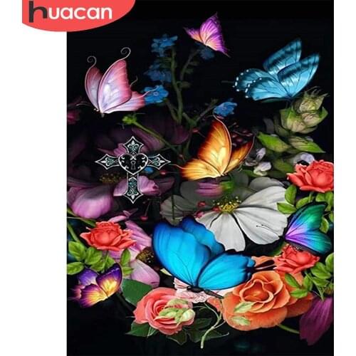 HUACAN 5d Diy Diamond Painting Butterfly Wall Decor Diamond Mosaic Embroidery Flower Animal Diamond Art