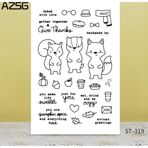 AZSG Cartoon Style Cute Animals Fox Clear Stamps For DIY Scrapbooking/Card Making/Album Decorative Silicone Stamp Crafts