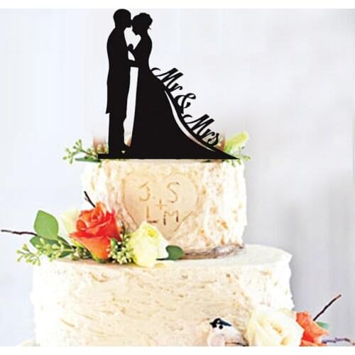 Black Acrylic 'Mr&Mrs' Wedding Cake Topper for Wedding Marriage Cake Decorating Topper OH004