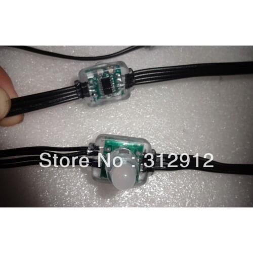 DC5V WS201 12mm Diffused Flat Digital RGB LED Pixels;with all black wire,50pcs a string;IP66