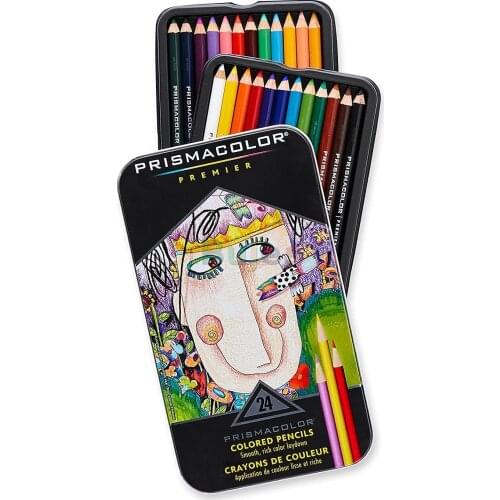 Prismacolor 3597T Premier Colored Woodcase Pencils 24 Assorted Colors/Set,professional Color Lead for Adult Students
