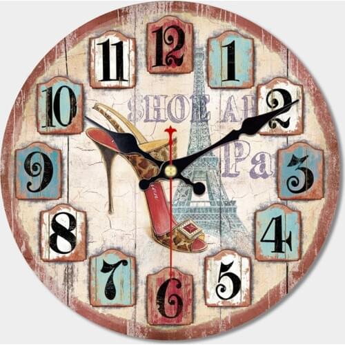 Home Wooden Large Wall Clock Artistic Silent Retro Creative Modern Design Round Vintage Silent Big Arab Numerals Clock