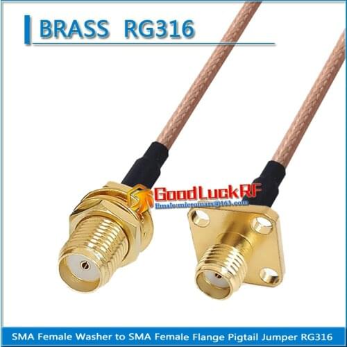 Dual SMA Female Washer Bulkhead Nut to SMA Female 4 hole Flange Pigtail Jumper RG316 extend Cable low loss