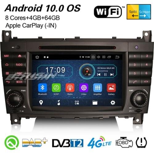 Erisin 6969 8-Core Android 10.0 Car Stereo CarPlay DAB+ Navi Bluetooth DVR WiFi TPMS For Mercedes-Benz C/CLC/CLK Class W203 W209