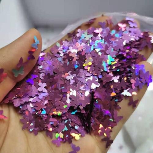 5MM Holographic Butterfly Nail Art Glitter 50g/Bag 3D Colorful Nails Glitter Laser Sequins Dreamy Manicure Butterfly Glitter