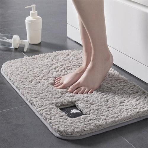 Bathroom Mat Arrives Exit Door Front Mat Plush Solid Color Entrance Doormat Washable Kitchen Carpet Soft Absorbent Anti-Slip Rug