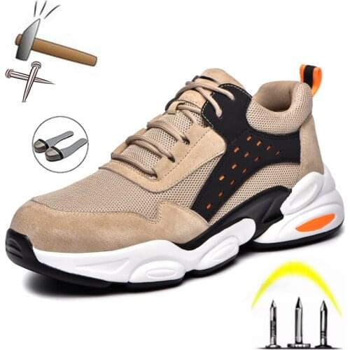 Lightweight safety shoes breathable mens sports construction work shoes anti-piercing anti-smashing non-slip womens work boots