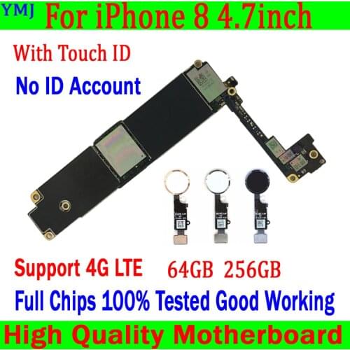 64GB for iphone 8 4.7inch Original unlocked Motherboard Without Fingerprint,Full Chips for iphone 8 motherboard Clean iCloud