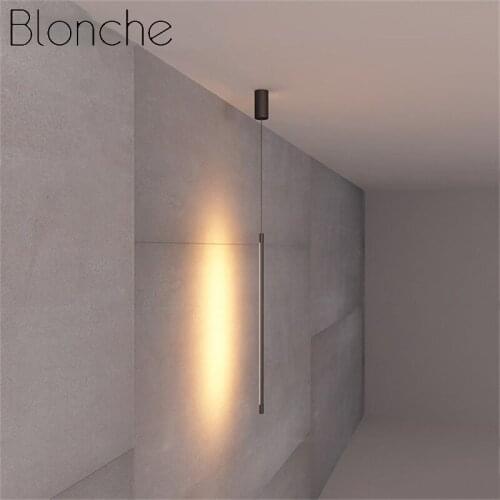 Minimalist Bedroom Bedside Pendant Light Modern Living Room TV Wall LED Pendant Lamp Geometry Line Strip Hanging Light Fixtures