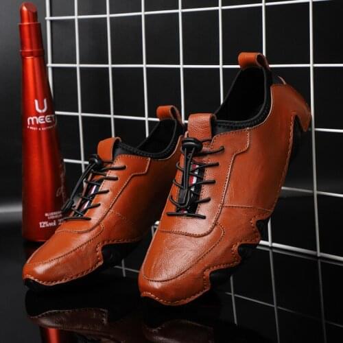 Mens Casual Shoes Lace Up Soft Walking Driving Shoes Leather Loafers Comfortable Work Office Dress Outdoor Non Slip