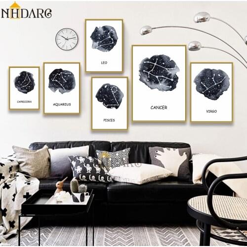 Constellation Nursery Wall Art Canvas Prints Poster Astrology Sign Minimalist Geometric Painting Nordic Kids Decoration Pictures