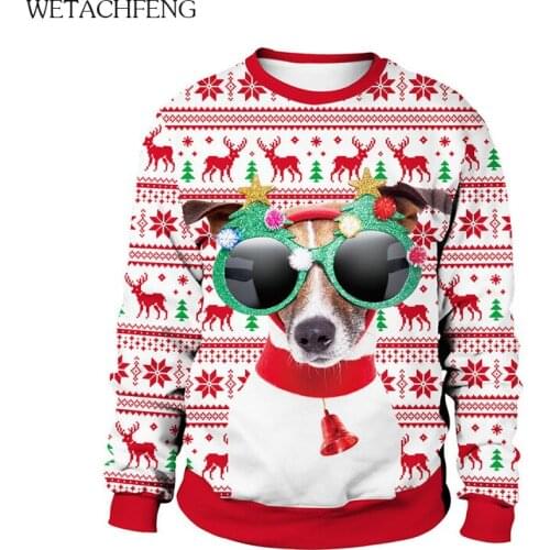 New Ugly Christmas Sweaters Funny Cartoon Eye Dog 3D Printed Couples Autumn Winter Xmas Sweatshirts Unisex Jumpers Tops Sweater