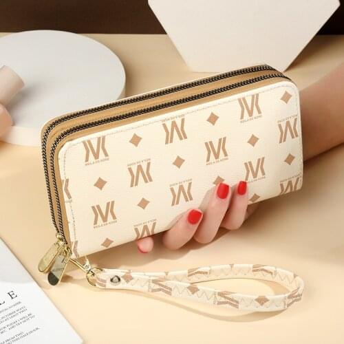 New Womens Wallet double zippers phone wallet wristband Coin Purses Clutch bag Female Money bag Card Holder carteira feminina