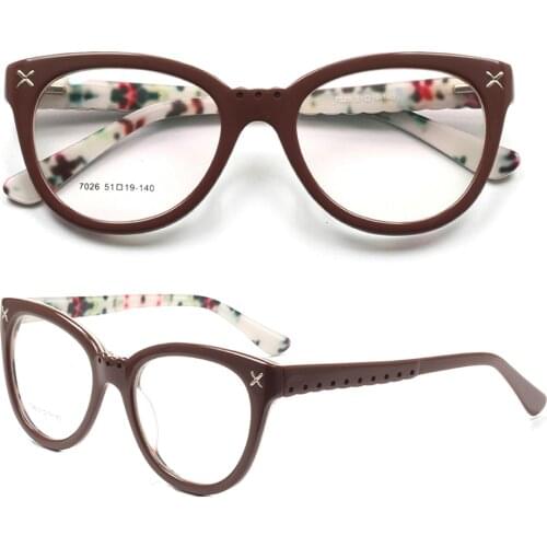 Women Round Eyeglass Frames for Women Cat Eye Glasses Frame Prescription Eyewear Retro Vintage Flower Patterned Black Spectacles
