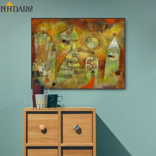 Paul Klee House Town Scenery Canvas Print Painting Poster Vintage Wall Art Pictures for Living Room Home Decor