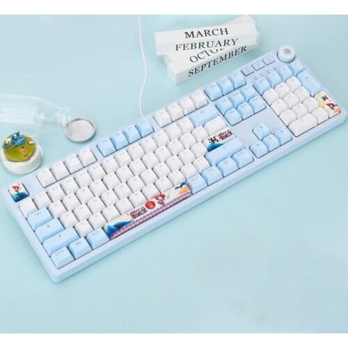 AJAZZ AK515 Wired Mechanical Gaming Keyboard Qwerty 104 Keys PBT Backlight Custom Keycap Red Switch Multimedia Keyboard