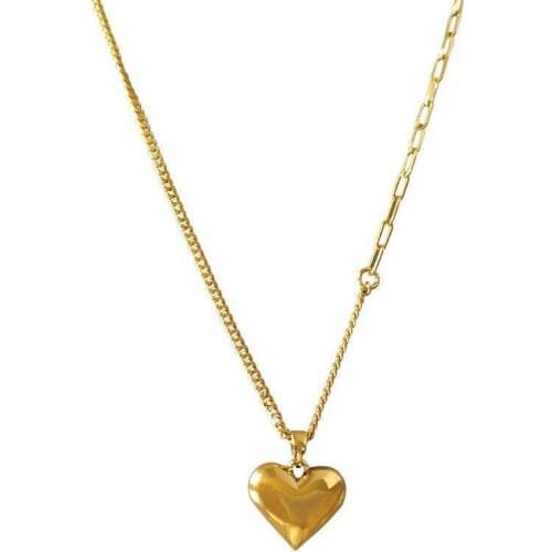 Hearts Necklace Brass With 18K Gold 2 Stlyes Chain Women Jewelry Runway Party Japan Souch Korea Trendy INS Classic Elegance