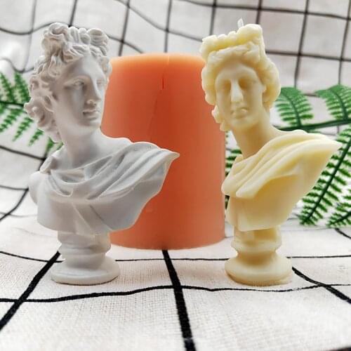 Apollo Portrait Silicone Candle Mold Greek Goddness Mythology Figure for DIY Resin Clay Candle Making Table Decor Moulds