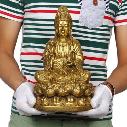 30 CM # bless family Safety Health luck Talisman # office home shop efficacious Protection brass Buddhism GUANYIN statue