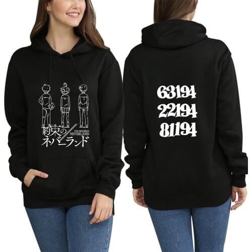 The Promised Neverland Hoodies Anime Cosplay Sweater Loose Solid Unisex Sweatshirts Jacket Pullovers Casual Streetwear Coat Top