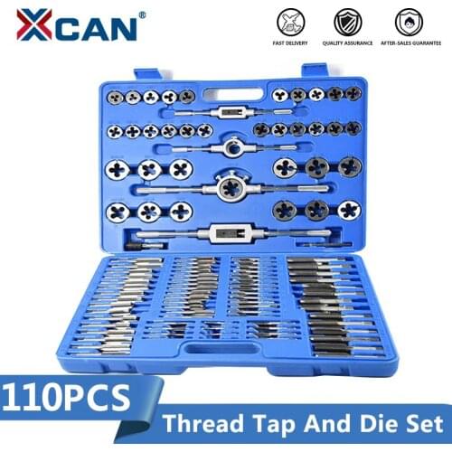 XCAN Tap Die Set 110pcs M2-M18 Metric Thread Tap and Die Wrench Kit Screw Tap Hand Tapping Threading Tool Hand Tools