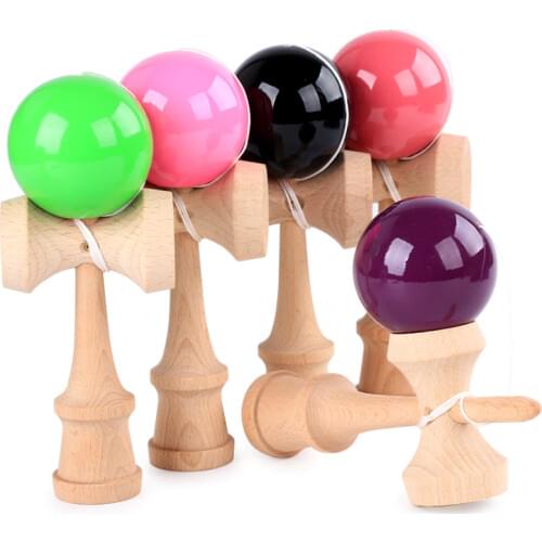 Kendama 18.5 cm Funny Japanese traditional wooden toy Lida colorful pu paint wooden toys wooden Sword jade Tips ball Ball