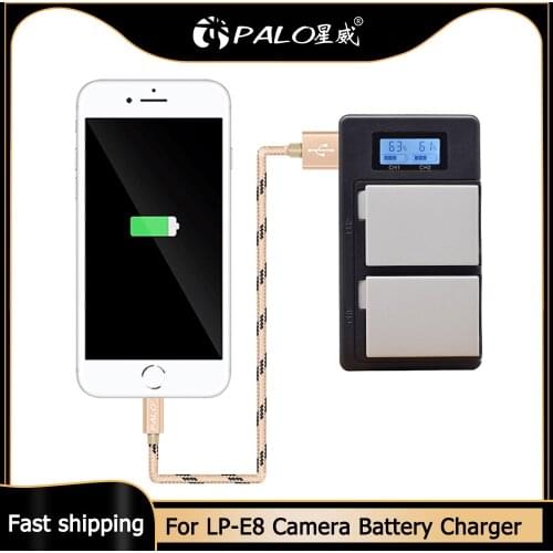PALO LP-E8 Camera Battery Charger LPE8 LP E8 Smart USB charger For Canon EOS 550D 600D 700D X4 X5 X6i X7i T2i T3i T4i T5i Camera
