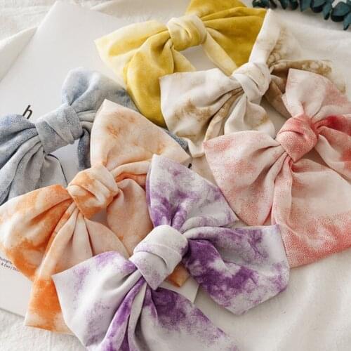 Women Elegant Bowsknot Hair Clips Fashion Tie Dyeing Solid Color Hairpins Headwear For Girls Ribbon Hair Bows Hair Accessories