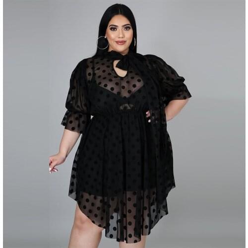 2021 Best Quality Famous Brand Mesh Dress Dot O-neck Half Sleeve Summer Sexy Bodycon Mini Dress Vestidos