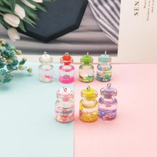 10pcs 3D Resin Drift Bottle Charms Pendants Flowers in Bottle Charms Decoration For DIY Jewelry Keychain Accessories 15*29mm