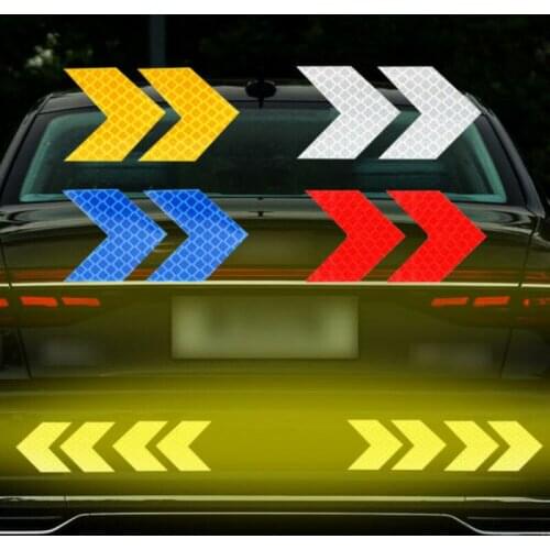 12Pcs Car Sticker Safety Warning Reflective Sticker Arrow Reflective Adhesive Tape For Truck Bicycle Motorcycle Home Backpack